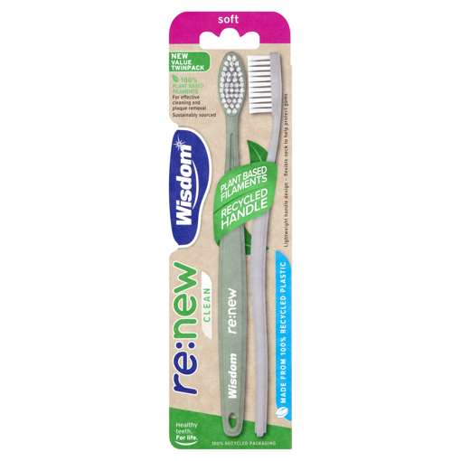 Picture of Wisdom RE-NEW Clean Twin Pack Toothbrush