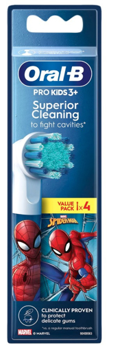 Picture of Oral B Kids Spiderman 4 Pack Toothbrush Heads